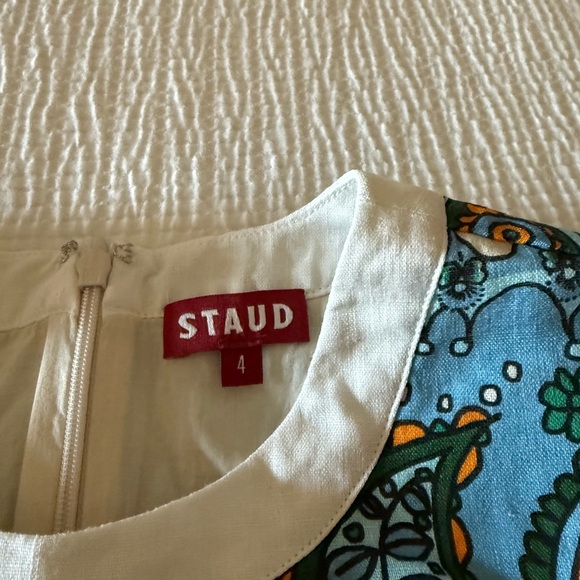 STAUD Perla Printed Linen Cutout Mini Dress - Picture 6 of 6